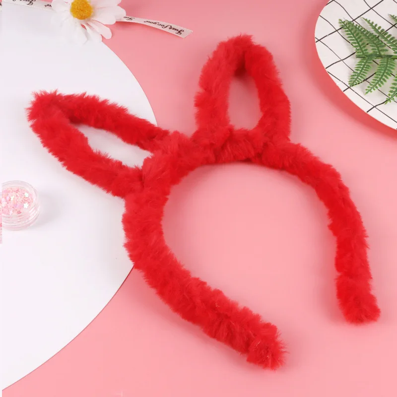 1pc  Fashion Rabbit Ears Hairband Girls Candy Color Kids Plush Headband Autumn Winter Head Hoop Cute Hair Accessories Gifts