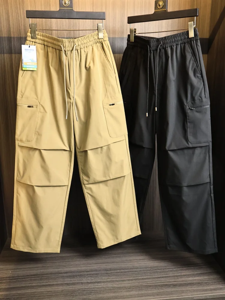 

Модные мужские повседневные брюки для активного отдыха в американском стиле, легкие, прямого кроя, устойчивые к разрывам, весна-лето, однотонные, водоотталкивающие