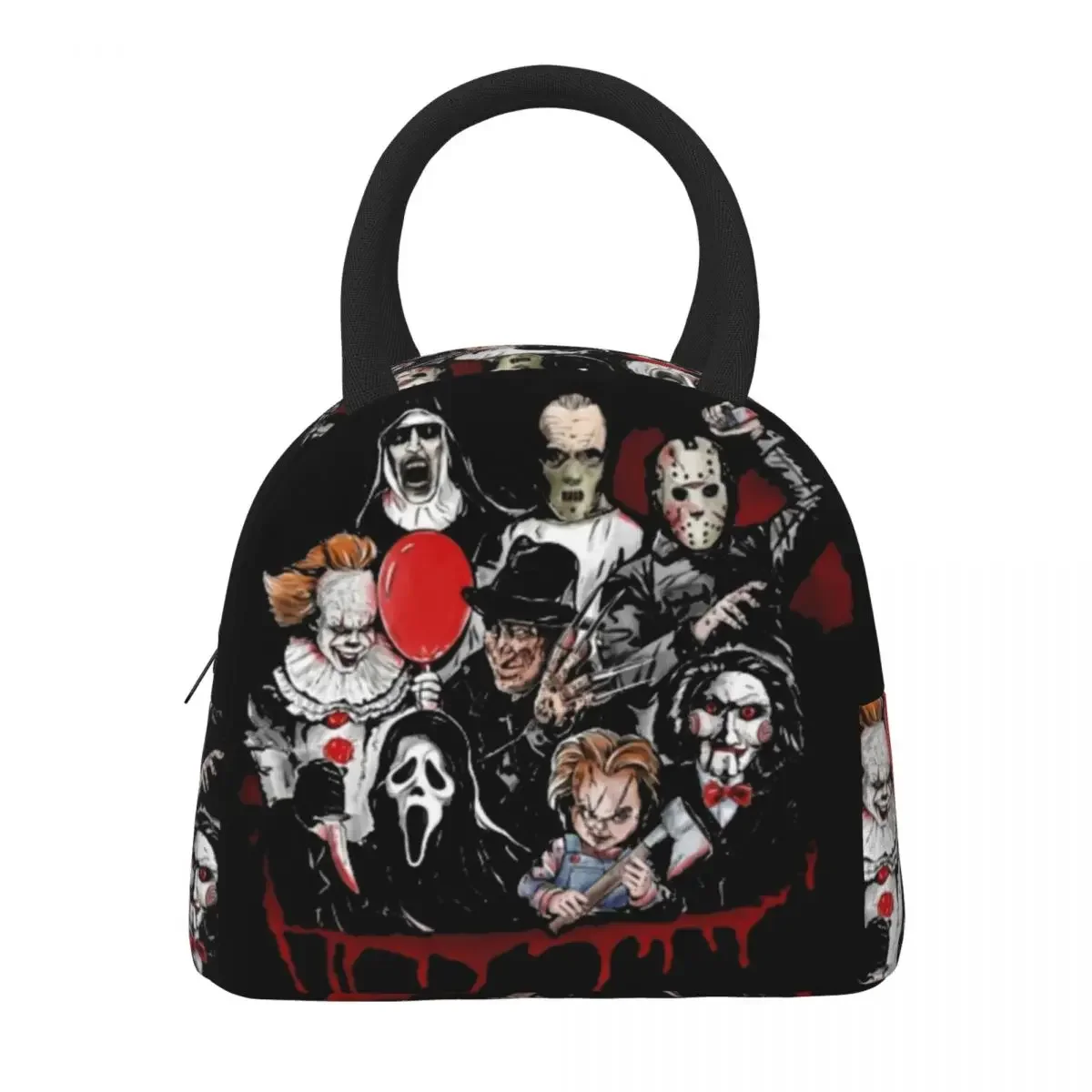 Hello Halloween Jason Voorhees Lunch Bag Movie Figure Aesthetic Lunch Box Office Portable Cooler Bag Graphic Tote Food Bags