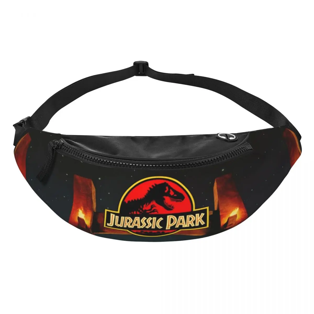 Classic Film Jurassic Park Fanny Pack Men Women Custom Dinosaur Crossbody Waist Bag for Travel Hiking Phone Money Pouch