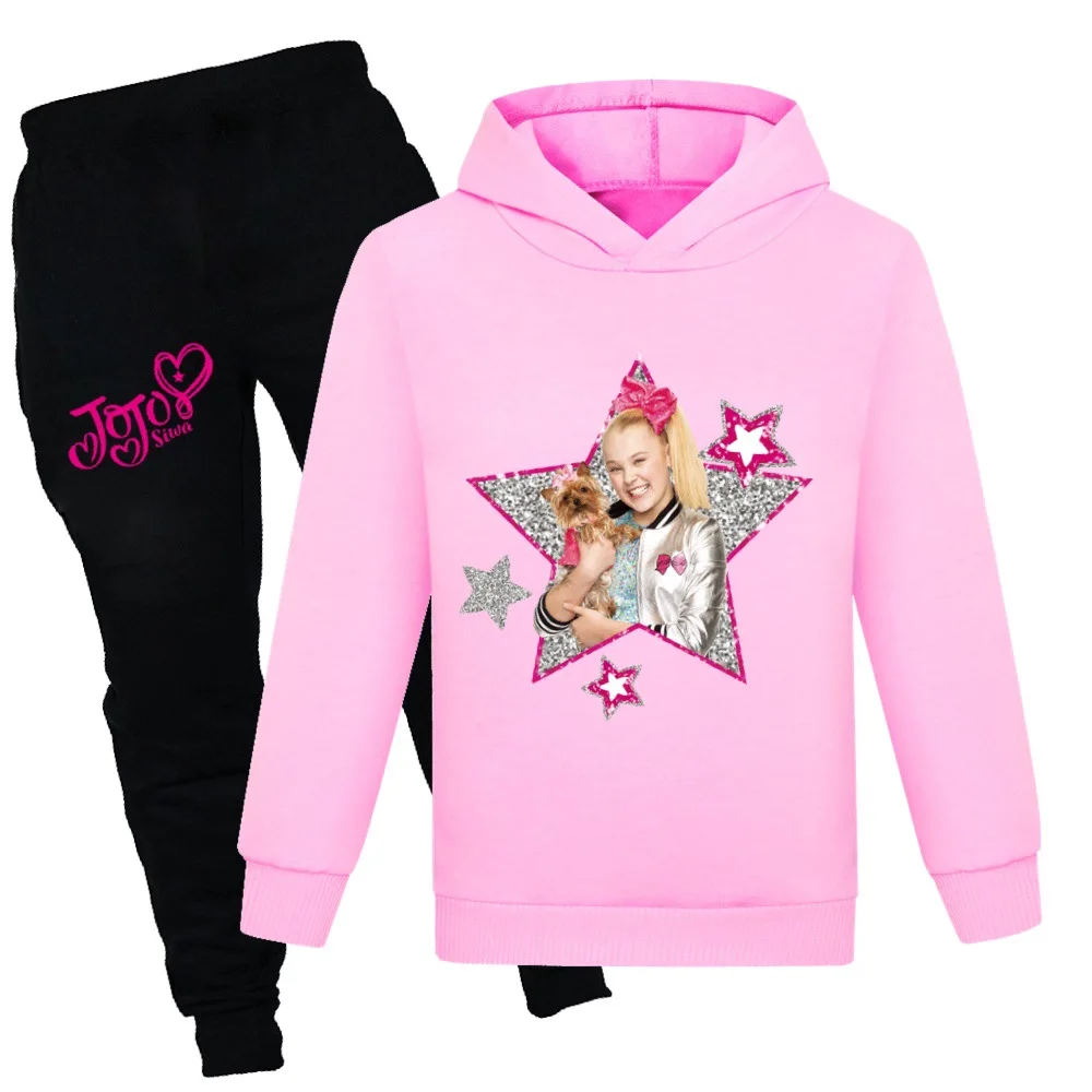 Girls Sweatshirt Costume Girls Jojo siwa Cartoon Hoodies Pants T Shirt Kids Clothing Casual Homewear Pullover Set Hooded Clothes