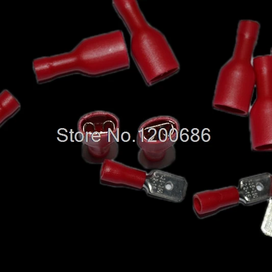 

6.3mm FDFD1.25-250 22-16 AWG Wire Insulated Crimp Terminals Female male Insulated Spade Crimp Connector Terminal 100PCS 50pair