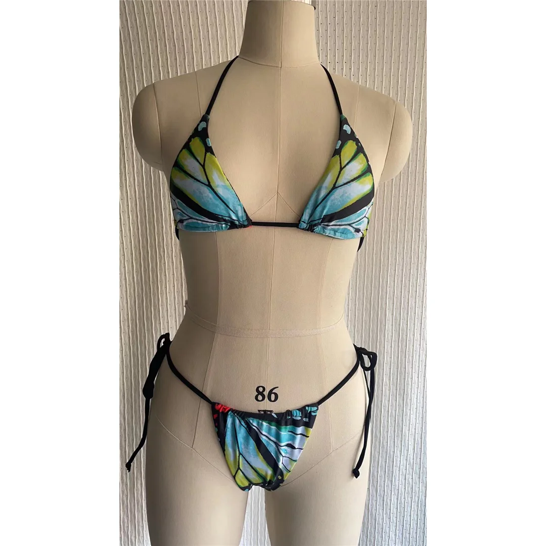 S - XL Sexy bedruckter Neckholder-Bikini mit Polsterung, Damen-Badeanzug, zweiteiliger Bikini-Set, Badebekleidung, Badeanzug, Schwimmbekleidung V4910 – Detail 34