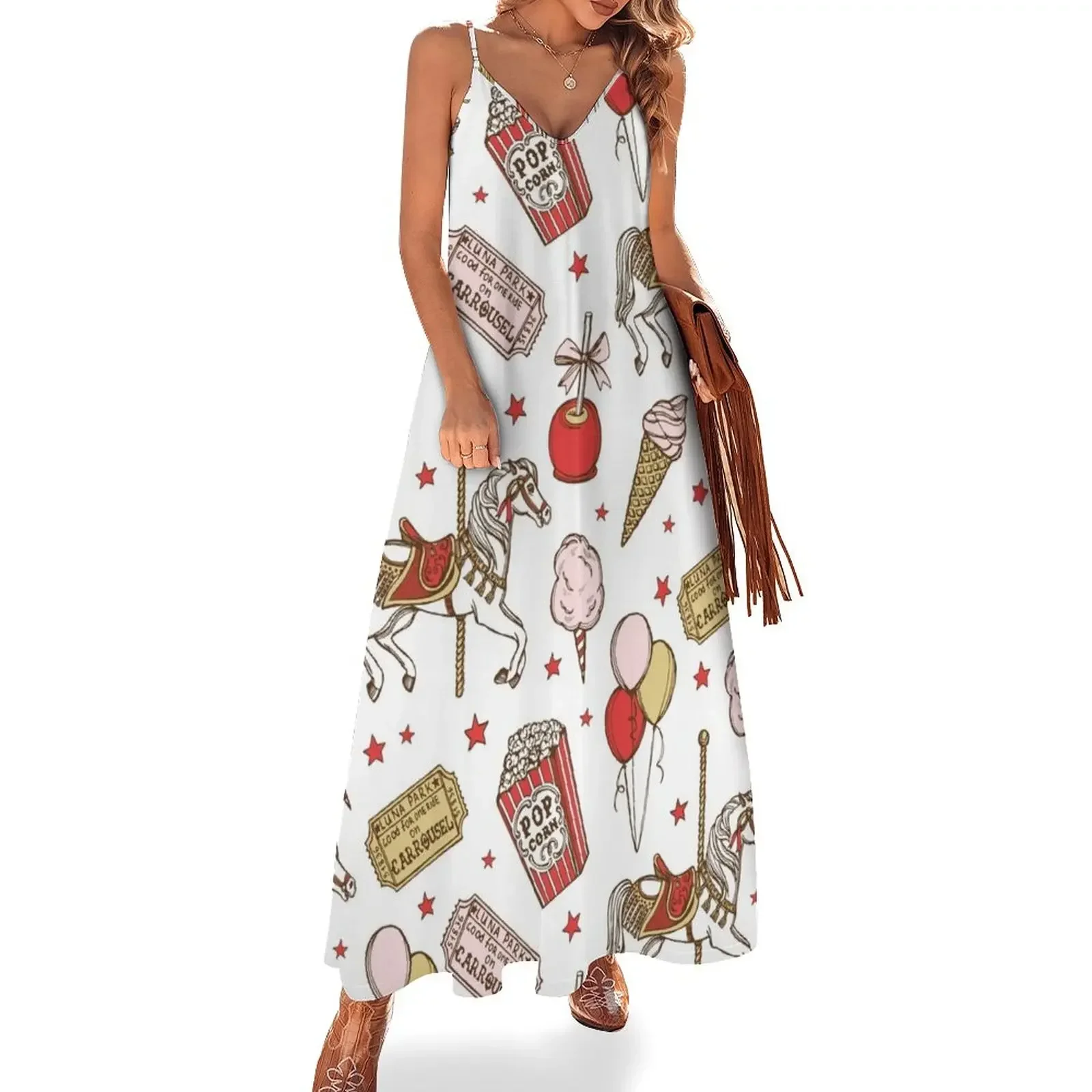 

Luna Park print Sleeveless Dress Dress for girls long sleeve dresses womens dress