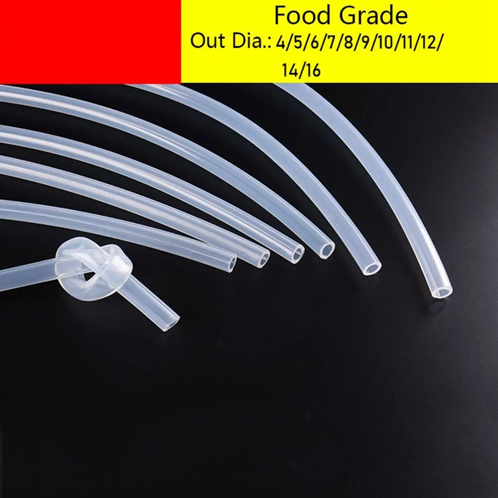 1M Transparent Clear Out Diameter 4~16mm Flexible Tube Plumbing Hoses Beer Milk Pipe Silicone Rubber Hose