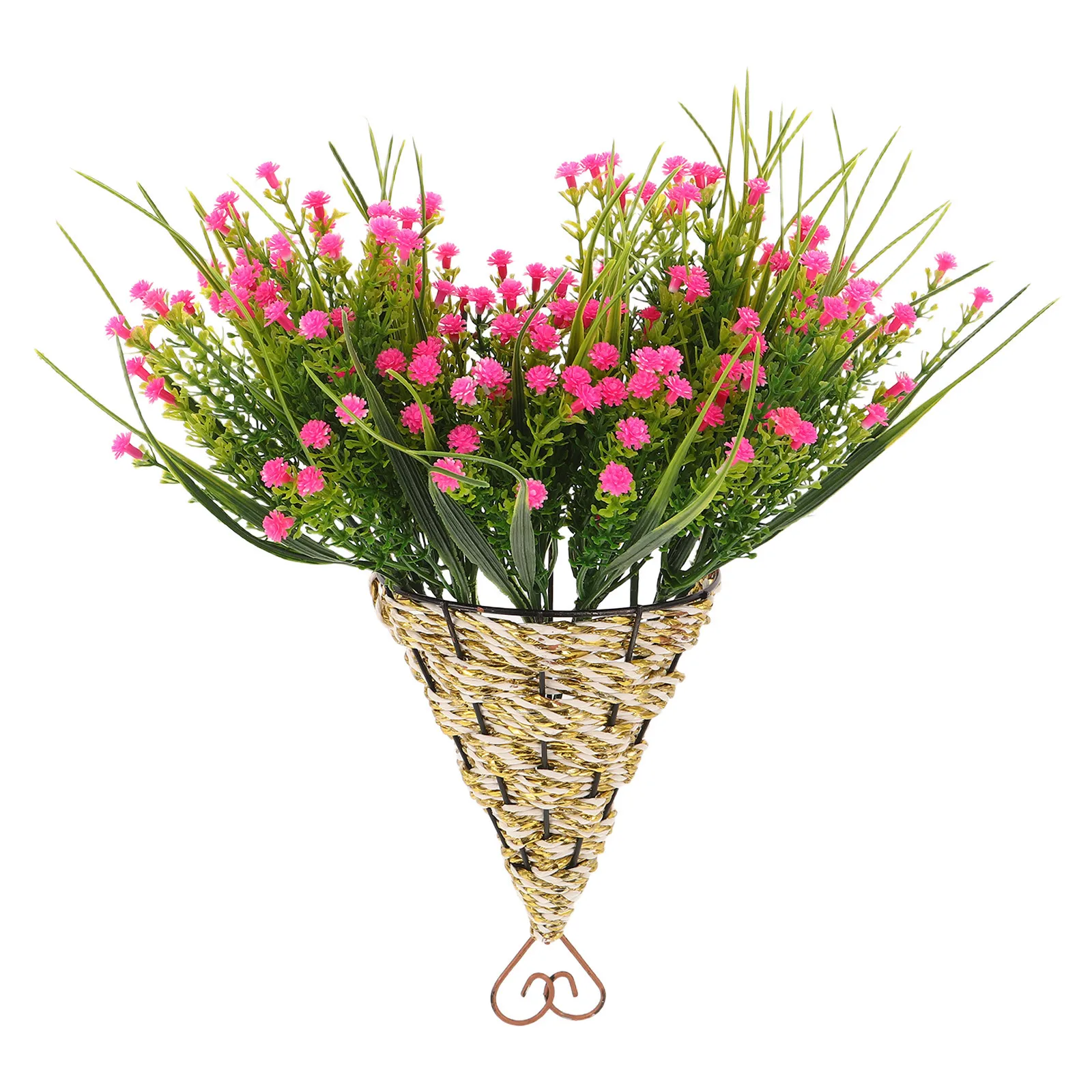 

Artificial Hanging Flower Basket Fake Plants for Decor Indoor Outdoor Garden Wall Art Spring Themed Decal Bedroom Patio Backyard