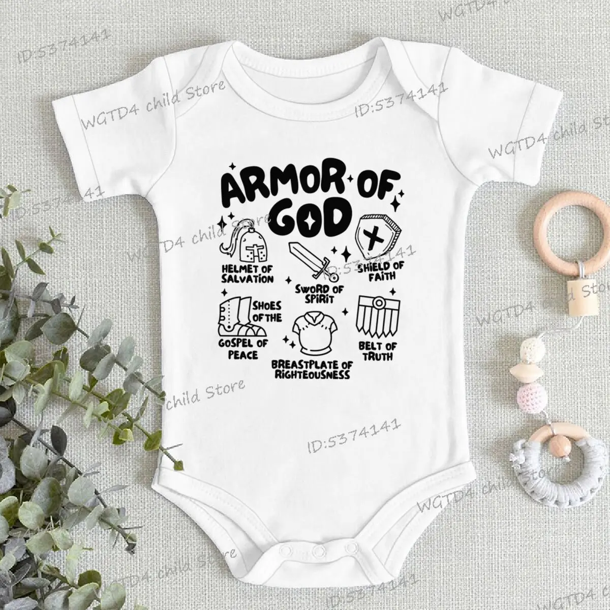 

Christian Religious Outfit Baby Boy's Armor of God Onesie Newborn Girl Boy Bodysuits Religious Faith Infant Cotton Jumpsuit