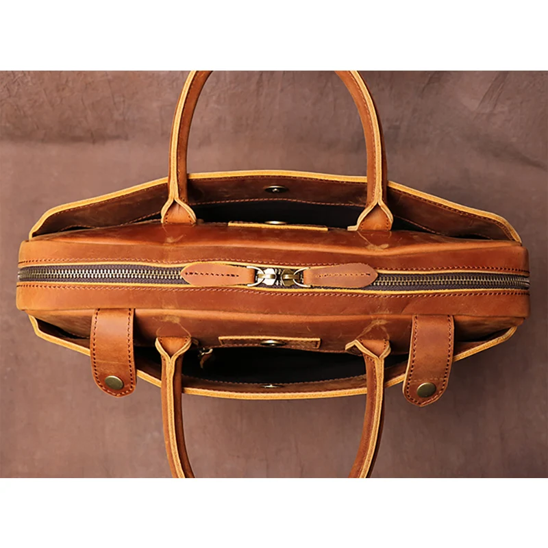 Vintage Men's Briefcase Genuine Leather Male Laptop Bags Men's Handbag Business Office Bags Totes Bags for Document