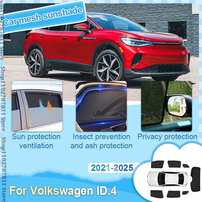 

Магнитный автомобильный солнцезащитный козырек для Volkswagen ID 4, аксессуары VW ID4 ID 4 2021 ~ 2025, занавеска на переднее лобовое стекло автомобиля, сетка для бокового окна