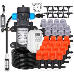 60W Self-Priming Pump Misting Cooling Watering System Spray Nozzle Atomizer Kit for Garden Courtyard Automatic Irrigation Device