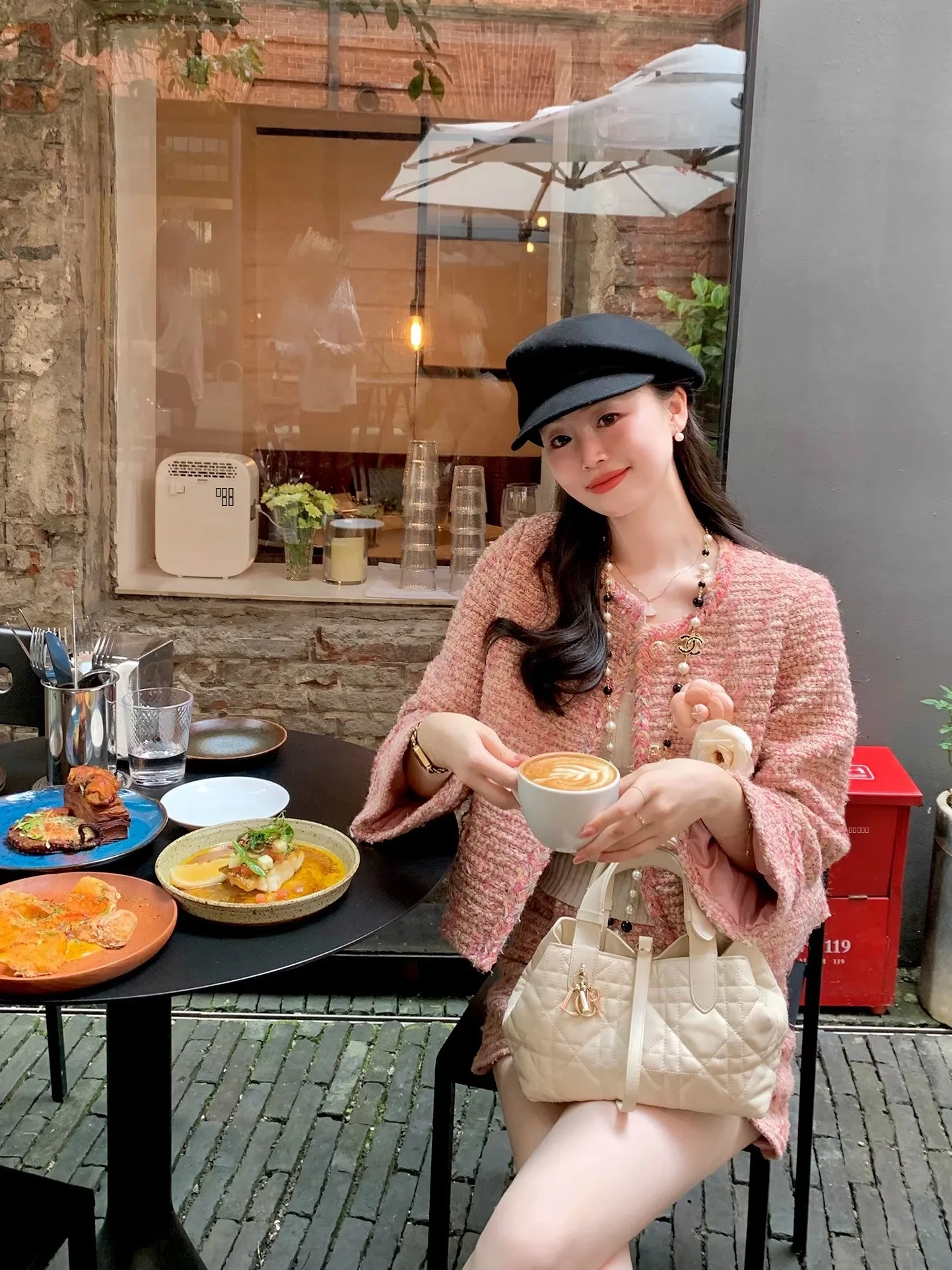 

Женская осенняя верхняя одежда Wang Han Yan: роскошный твидовый жакет из грубой шерсти, цвет розовый, модель Song Thousand Gold