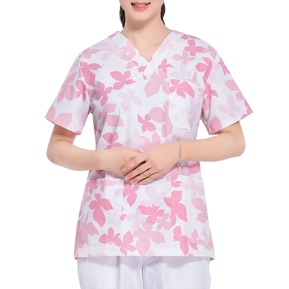 

1 set Two Pieces Short Sleeve Working Clothes Cotton Hospital Uniform Nursing Clothes Women Postpartum Scrub Lab Fashion