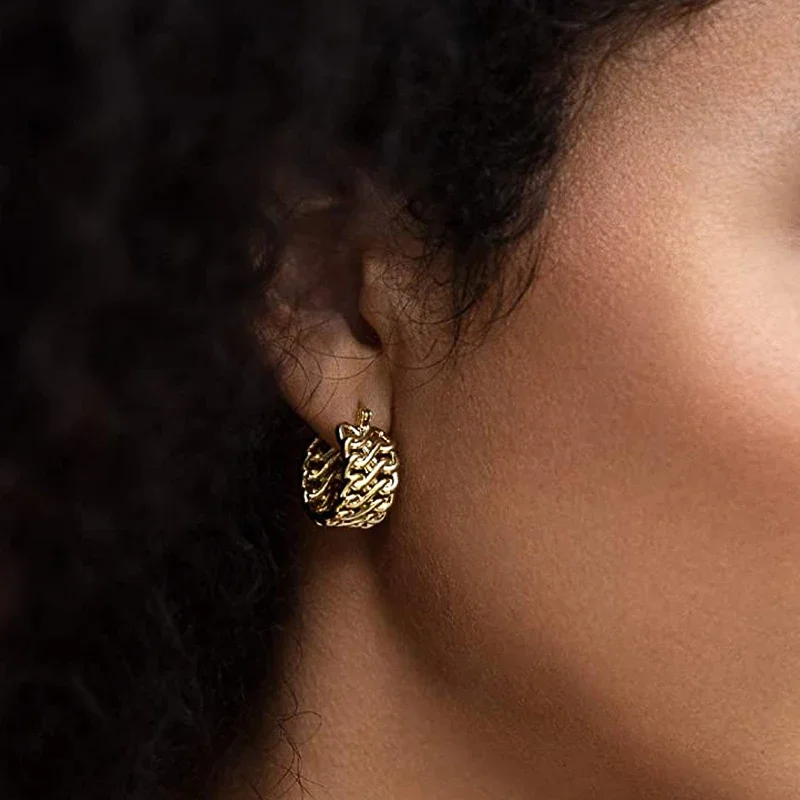 CAOSHI Metallic Earrings for Women Fashion Versatile Gold Color Jewelry Daily Life Modern Trendy Ear Rings Accessories for Lady