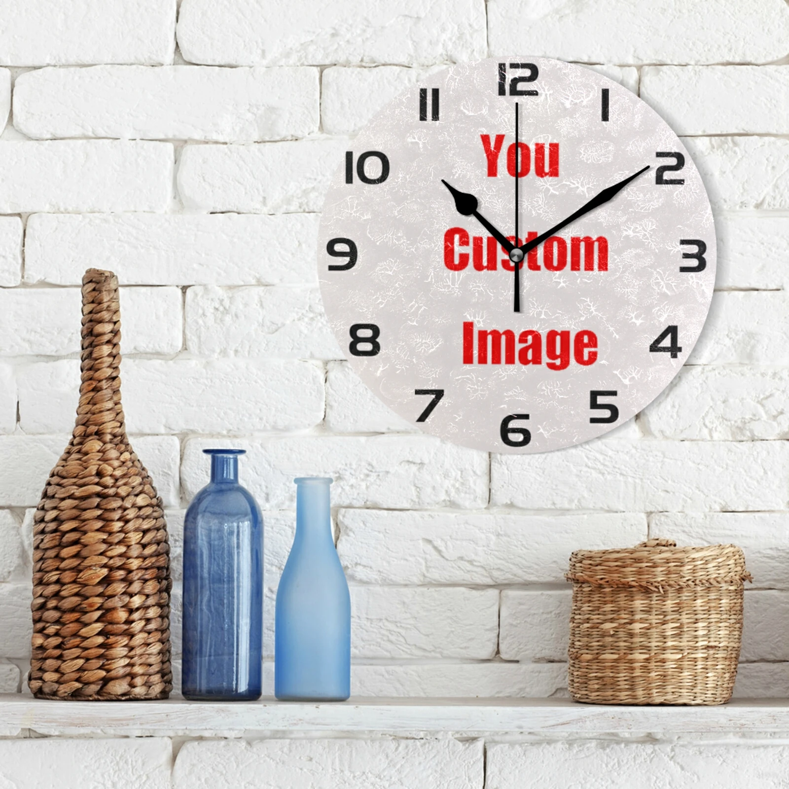 صورة DIY ساعة حائط كبيرة مخصصة صور ديكور غرفة المعيشة الأسرة ساعة مستديرة الذهب صور شخصية إطار ساعة كبيرة