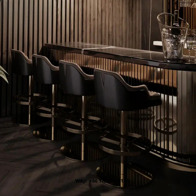 Manufacture Custom Made Factory Price Hotel Bar Modern Barstool Modern Luxury Stainless Steel Frame Bar Counter Chair