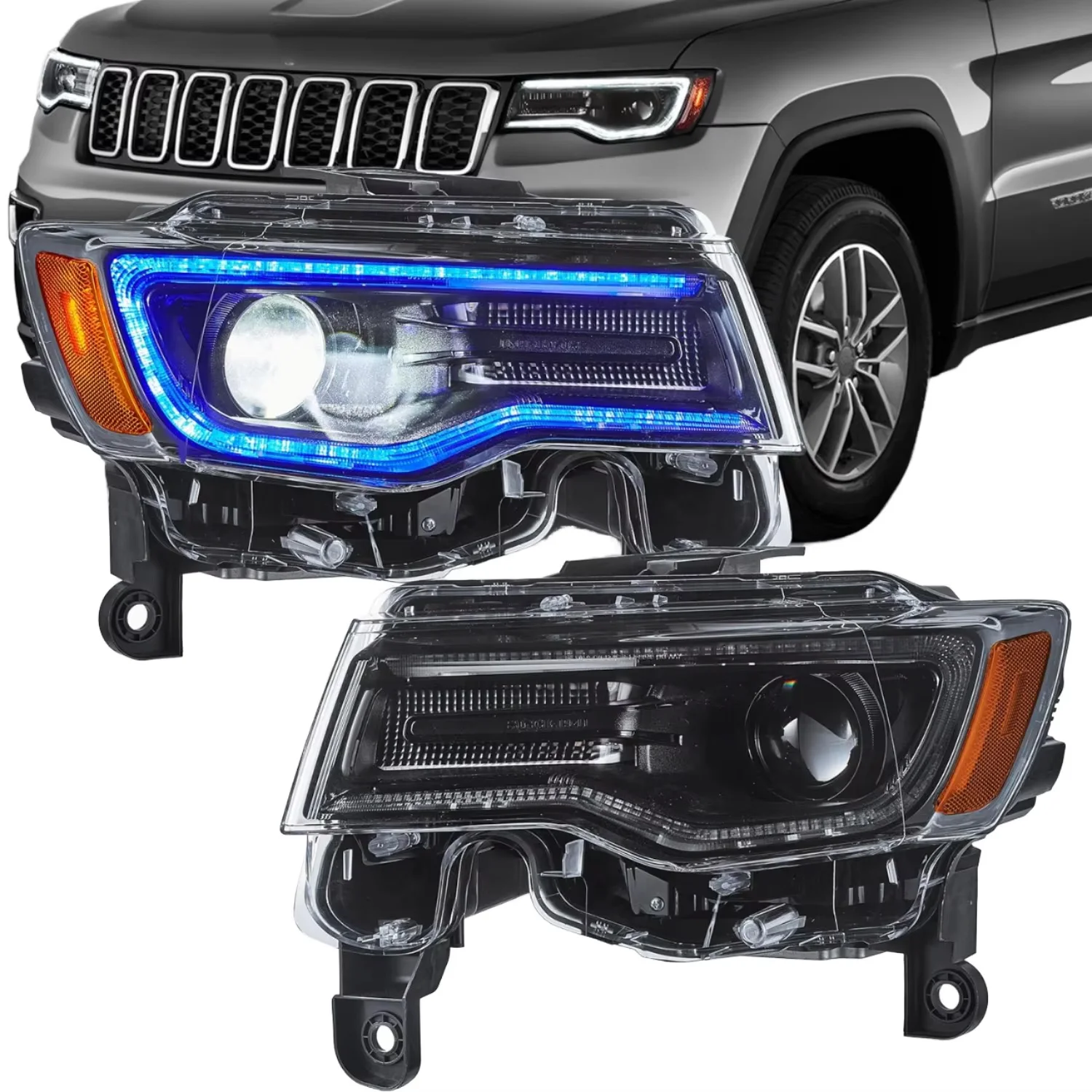 

11-13 Front Headlight Assembly Retrofit LED Flowing Turn Signal Headlights 12V 55W 4500LM Auto Replacement