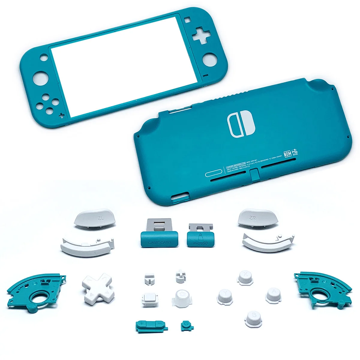 Capa de caixa de plástico de substituição e botões para nintendo switch lite console frente traseira face capa-turquesa