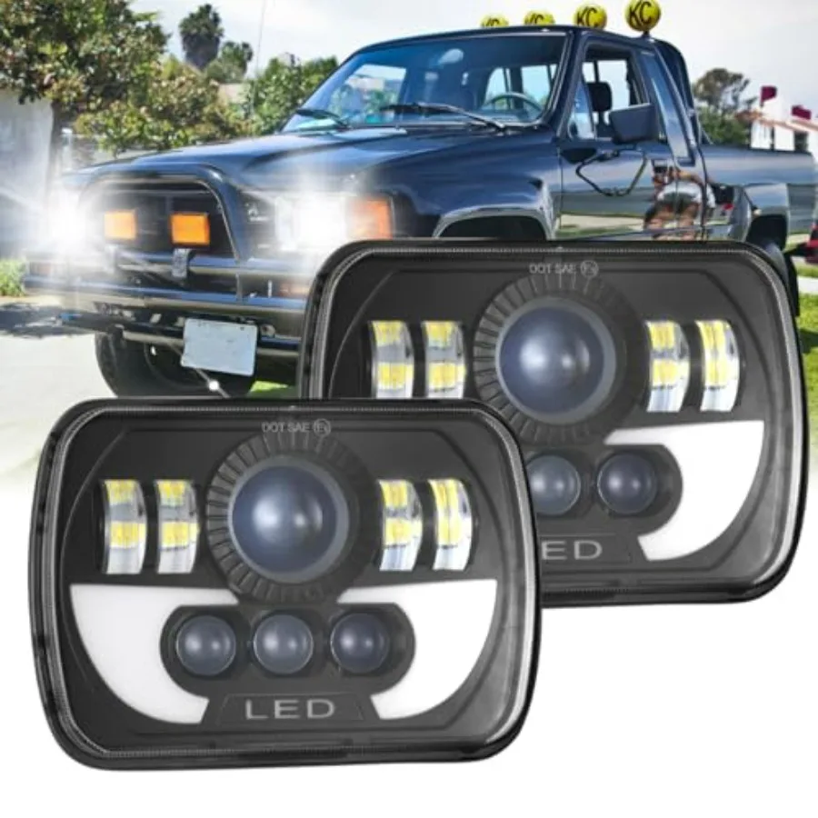 

5x7 7x6 Headlights for 1982-1995 Pickup 800 Brightness 6000K White 44000LM DOT Approved H6054 DRL Turn Signal Hi/Low Sealed Be