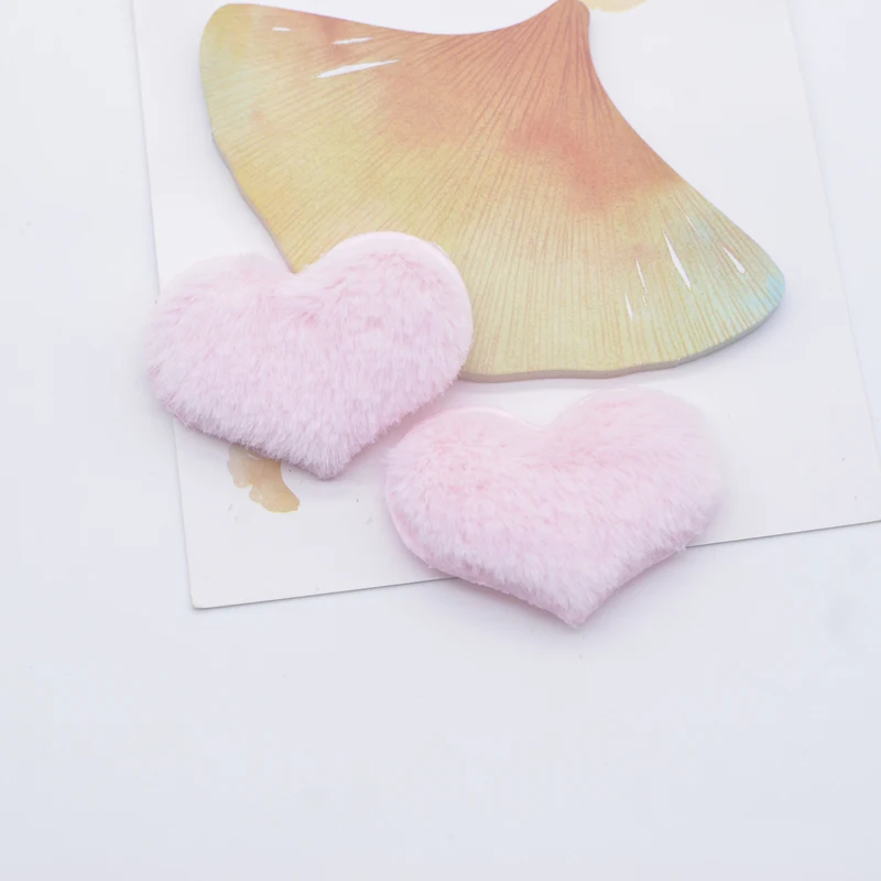 24Pcs 42*32mm Padded Plush Heart Patches for DIY Hat Shoes Cloth Toy Accessories Crafts Baby Headwear Bow Decor Appliques