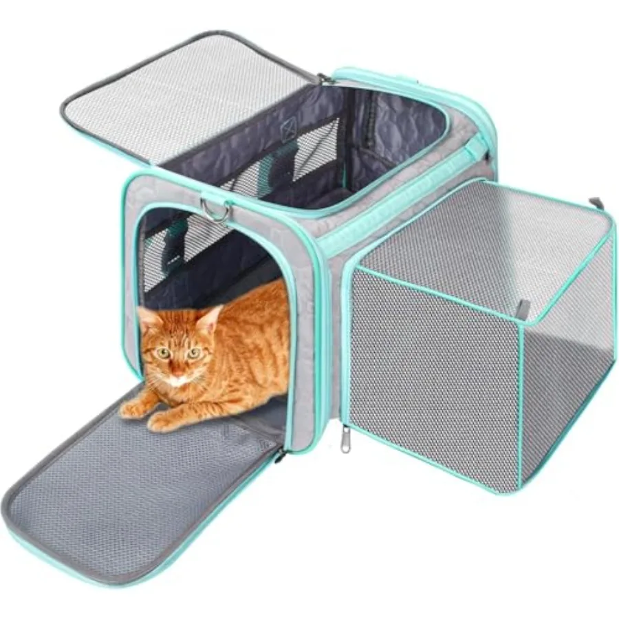 

Cat Carrier Fits Small to Medium Pets Airline Approved Dog Carrier Outer Collapsible Expandable Soft Sided Pet Carrier for Safe