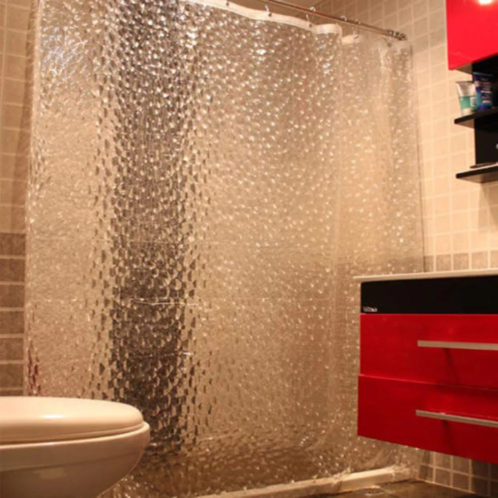 

Bath Shower Curtain 3D Clear Eva Plastic Waterproof Non-Chlorinated Odorless Rust Proof Metal Grommets