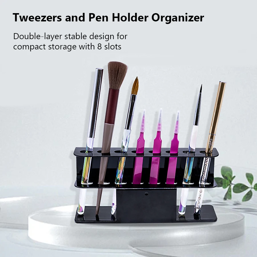 8-Slot Tweezers Holder, Nail Art Tools and Eyelash Tweezers Organizer Display Stand, Beauty Tools Storage