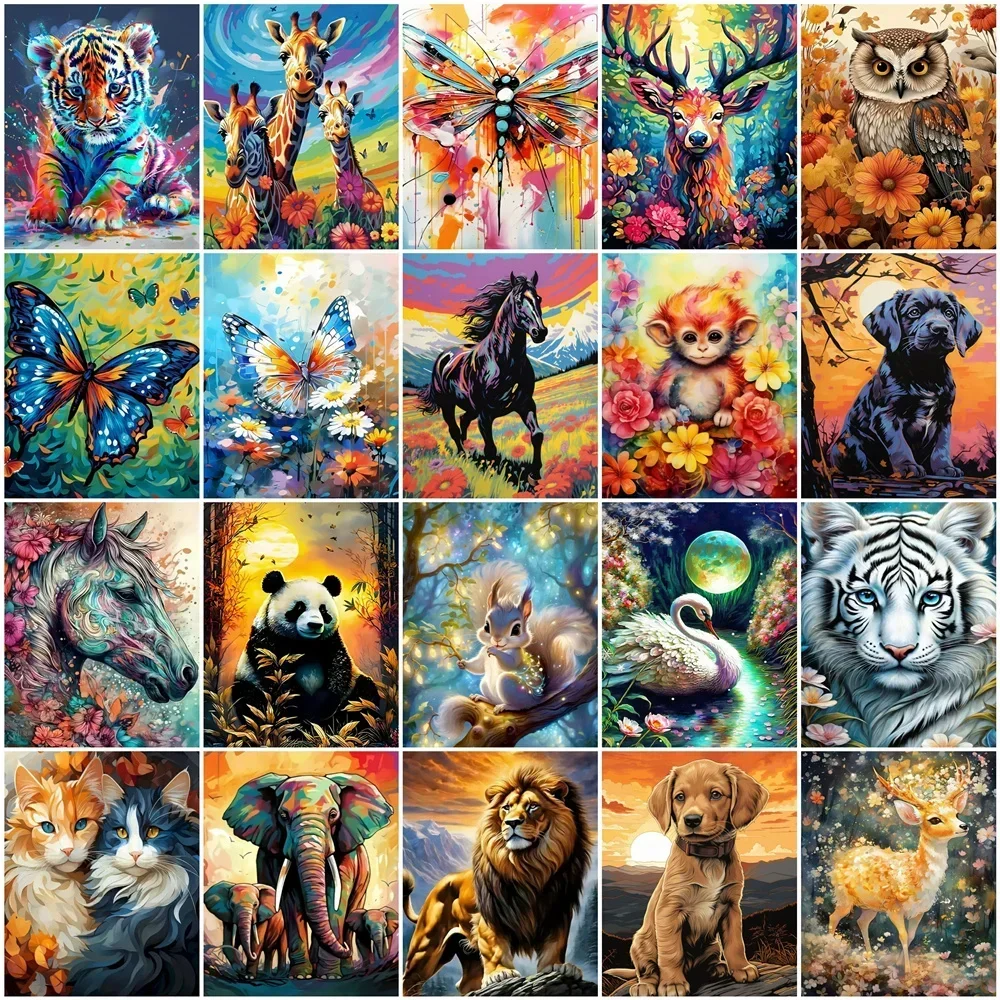 

120969 Picture by Number Dog Owl Animal for Adults DIY Frame Kits Drawing on Canvas Oil Painting Tiger Cat Home Decoration Art