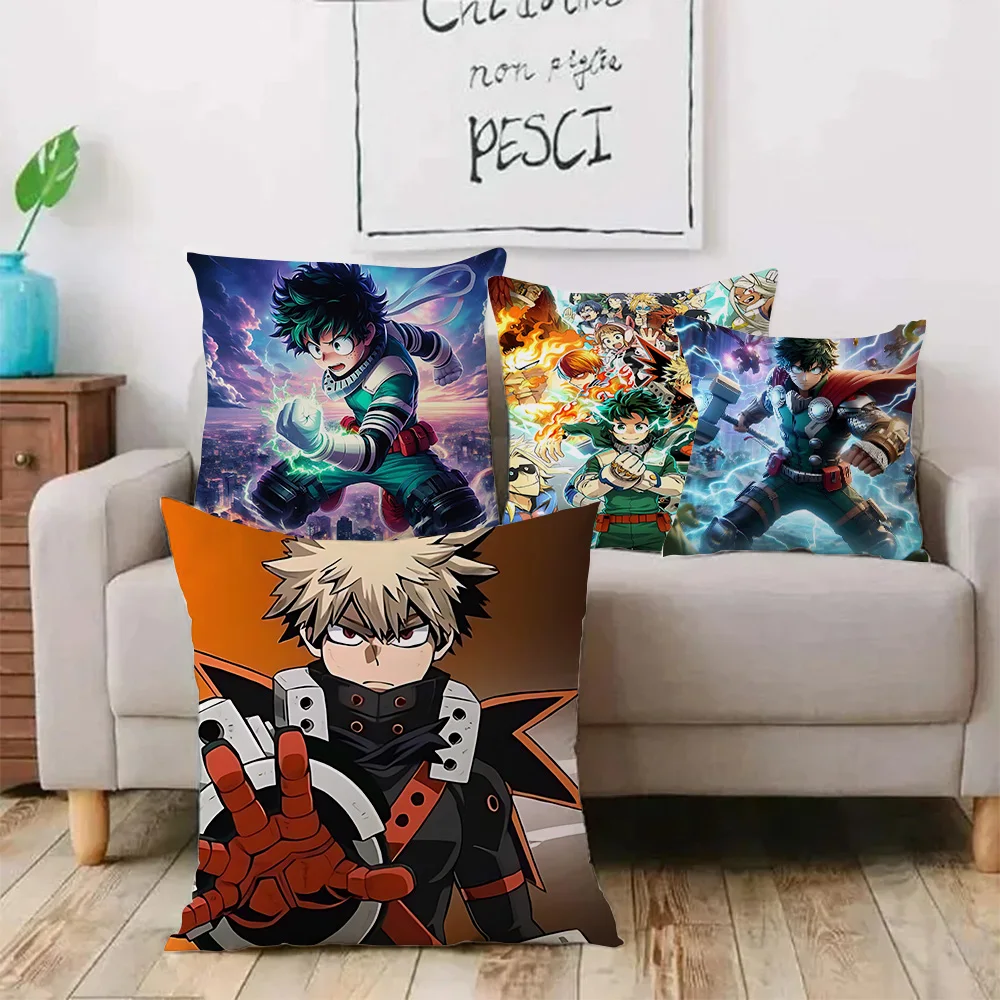 

Pillow Covers Cartoon My hero academia deku Sofa Decorative Home Double-sided Printing Short Plush Cute Cushion Cover