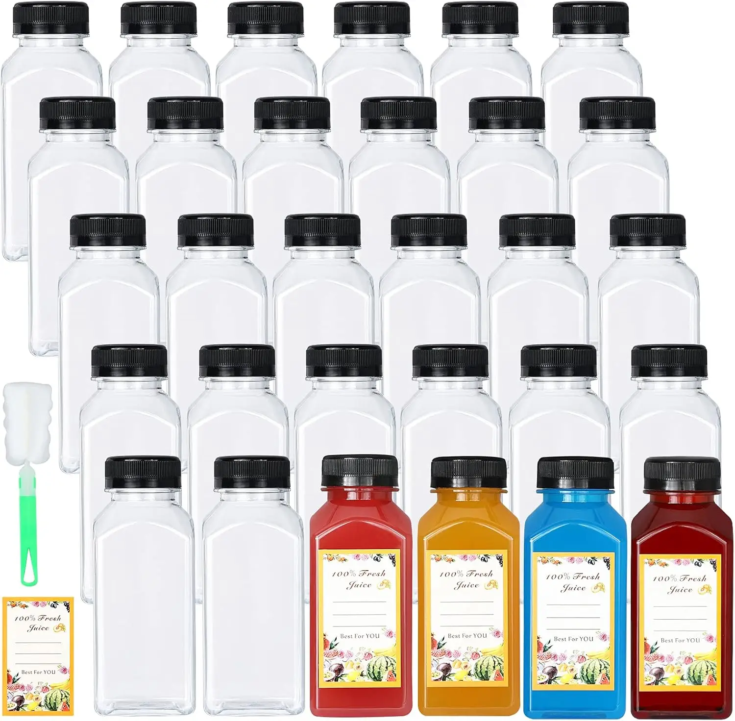 30 Pack 8oz Empty Plastic Bottles with Leak-Proof Caps Food Grade Recyclable Bulk Beverage Containers Clear PET Bottles for H