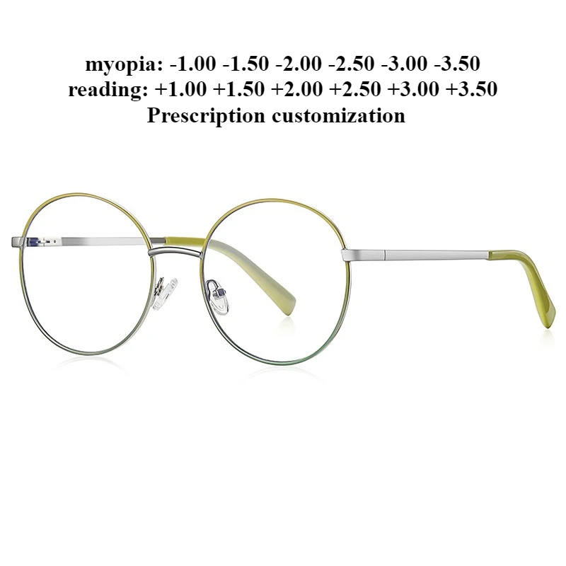 

54-18 литературные ретро оптические очки по рецепту 3082 антисиние очки для чтения модные металлические очки в круглой оправе на плоской подошве