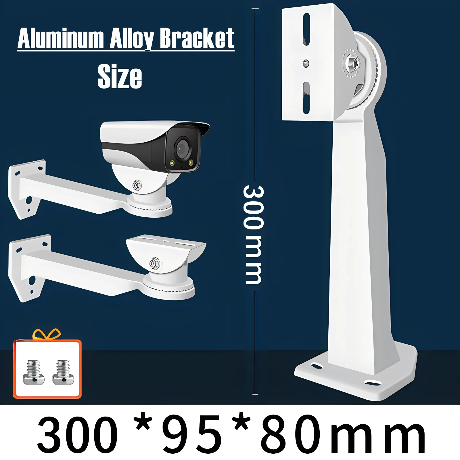 White Thickened Aluminum Alloy Surveillance Camera Wall Mounting Bracket Compatible With Hikvision Dahua Camera/Bullet IP Camera