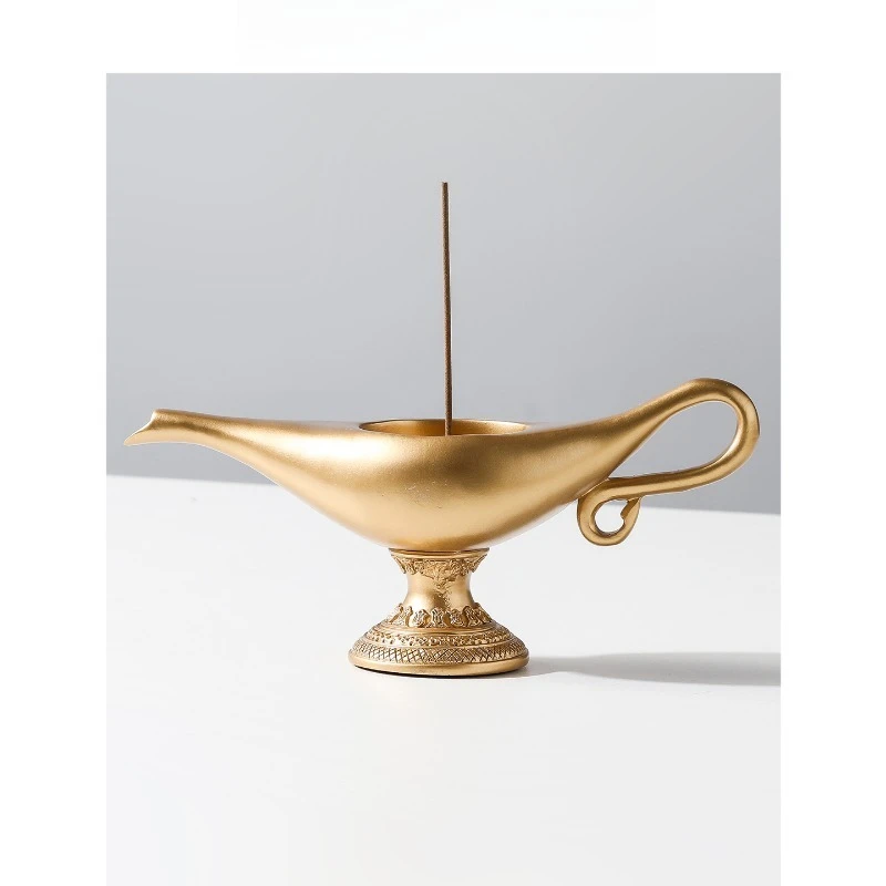 Creative Aladdin Magic Lamp Incense Holder, Unique Ceramic Desk Decorartion for Aromatherapy, Birthday Gift & Small Decoration