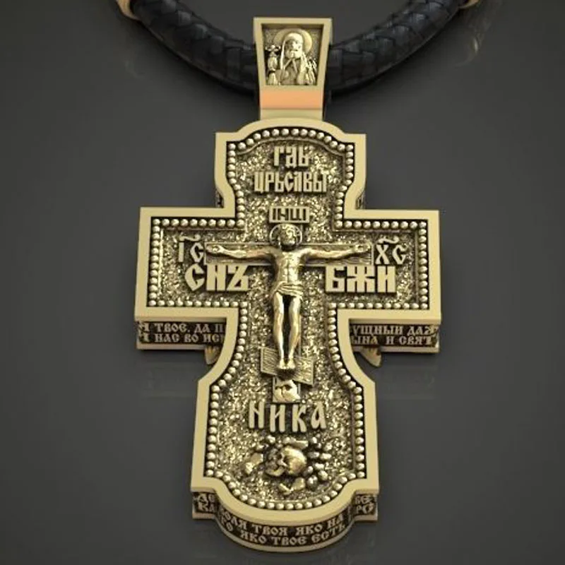 จี้ไม้กางเขนใหญ่แบบพระภิกษุ น้ำหนัก 29.5 กรัม ไม้กางเขนสำหรับสวดมนต์ ศาสนาคริสต์ออร์โธดอกซ์ตะวันออก เงินแท้ 925 ดีไซน์ทันสมัย