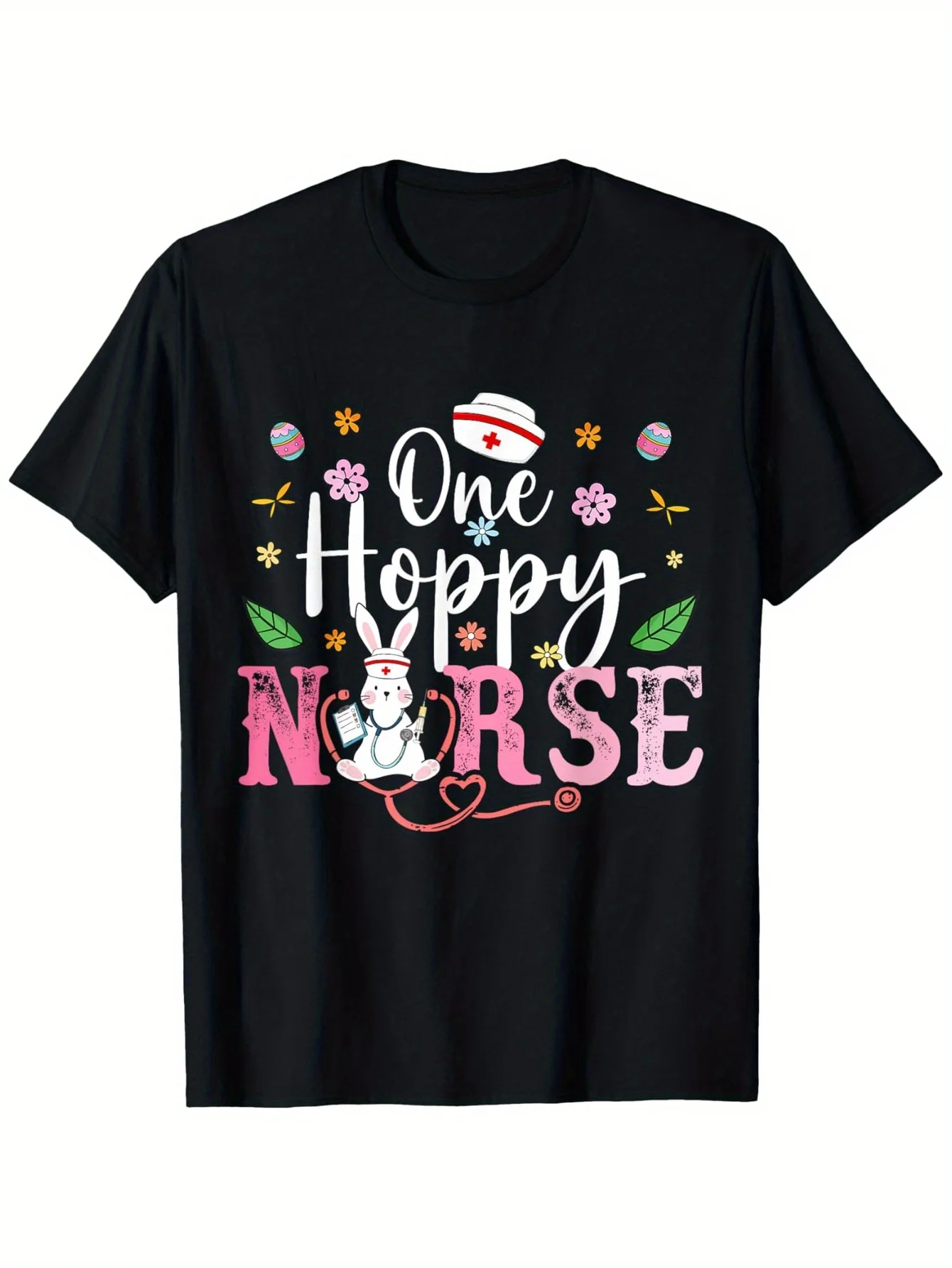 Nurse Life Stethoscope Easter Bunny Easter Day T-Shirt, geeignet für Damen, Outdoor-T-Shirt, Vintage-Harajuku-Unisex-T-Shirt