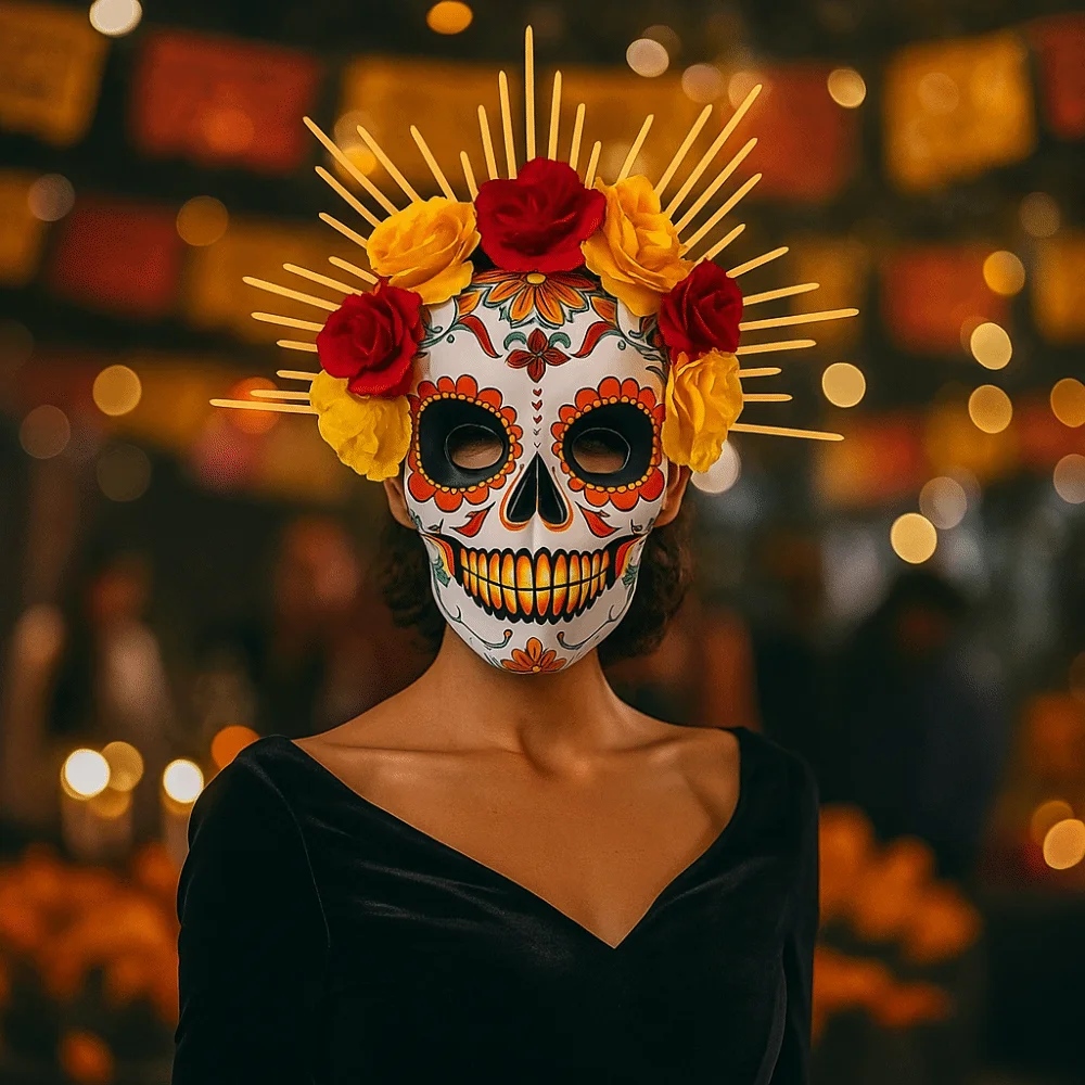 Halloween Mexican Day of The Dead Mask EVA Eye Mask Halloween Party Mask Headwear Three-dimensional Skull Mask