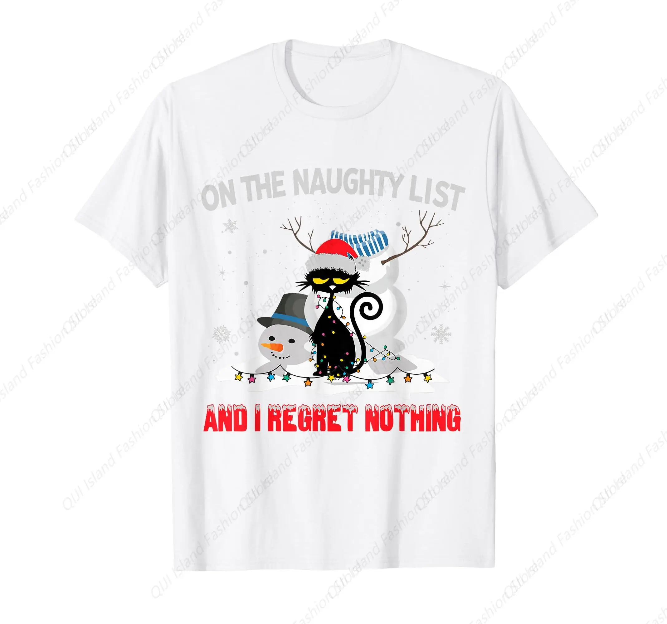 

I'm On The Naughty List and I Regret Nothing Black Cat T-Shirt