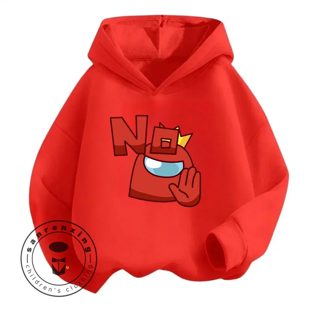 2024 Exquisite Elegance Meticulously Designed Long Sleeve Children Hoodie Set Featuring the Beloved Among Us Cartoon Design