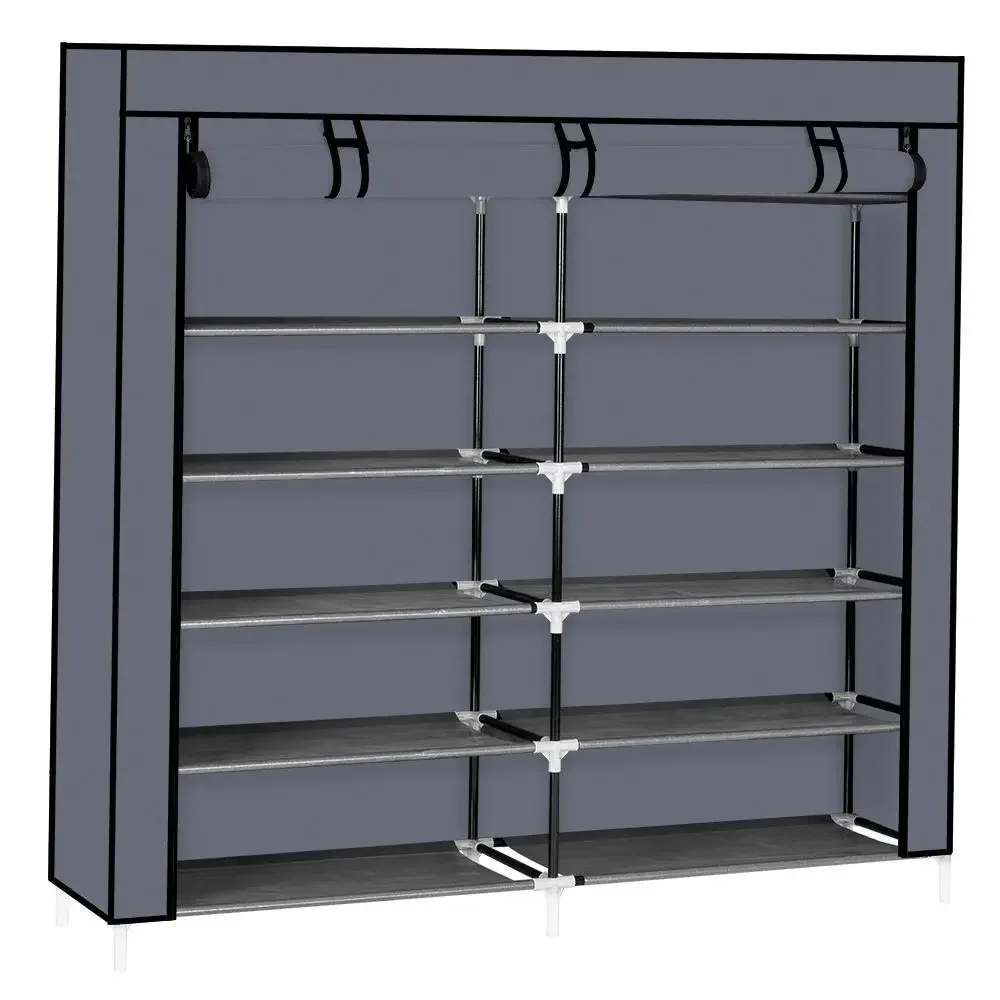 

7 Tiers Portable Shoe Rack Closet Fabric Cover Shoe Storage Organizer Cabinet
