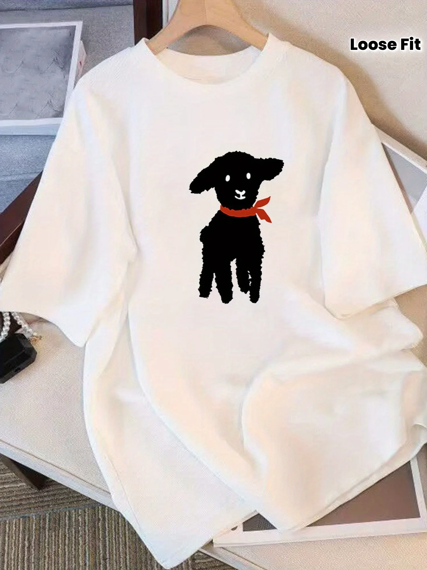 

Loose Fit Round Neck Casual TopBreathable & Machine WashableAll-Season Comfort for Casual Attire Cute Short Sleeve Tops