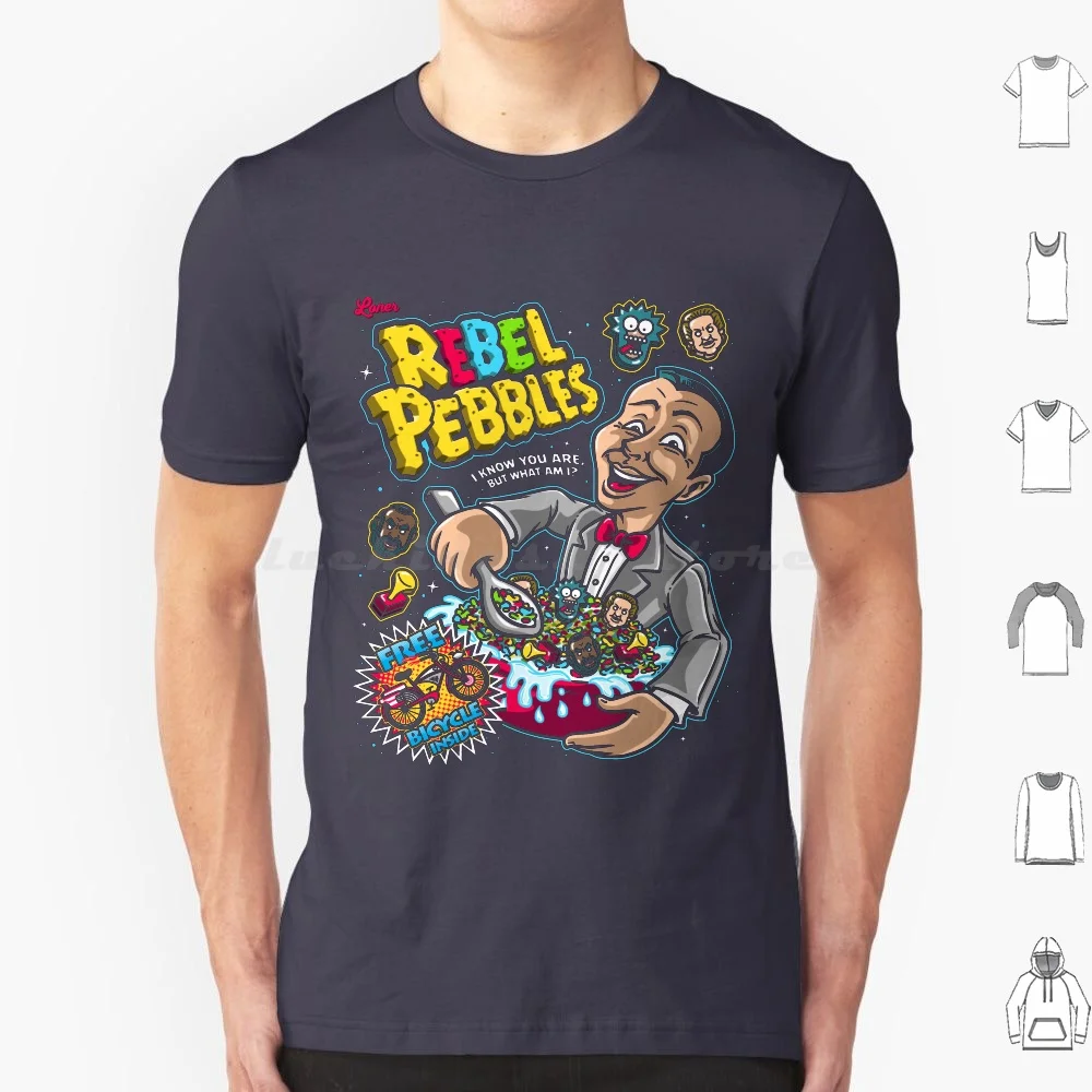 Camiseta Rebel Pebbles para hombres, mujeres y niños, 6xl, Peewee Tim Burton Movies Big Adventure Bike Bicycle 80s Cereal Cereal Box
