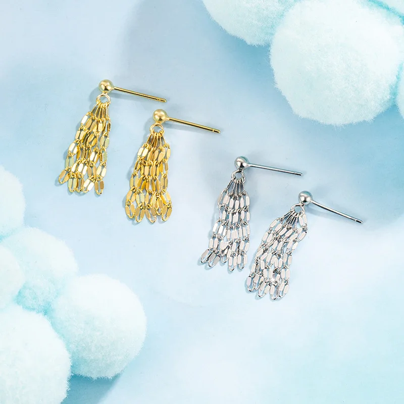 Pendientes de borla de cadena corta con aguja de plata 925, joyería para las orejas de nuevo diseño Popular para mujer, aros elegantes de estilo de nicho pequeño