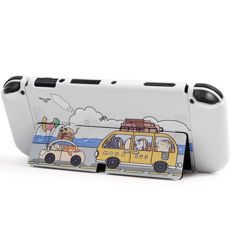 Funda Case for Nintendo Switch Oled Cover Cute Travel Bus Cartoon Dockable Protective Sofe Shell For Switch Controller Joy-Con