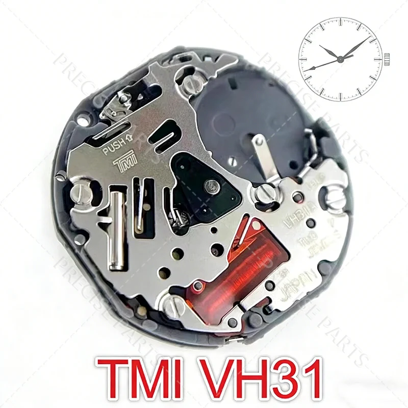 VH31 Sweep Second 3 Hands Japan Quartz Movement TMI Time Module Movement Vh31B 110 ½ Ligne Quartz Movement Three Hands1/4 Cen