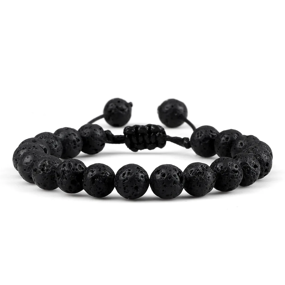 Bracelet de perles œil de tigre naturel pour hommes et femmes, 8mm, pierre volcanique personnalisée, Howlite, Onyx, chaîne réglable, pour Couple et femmes