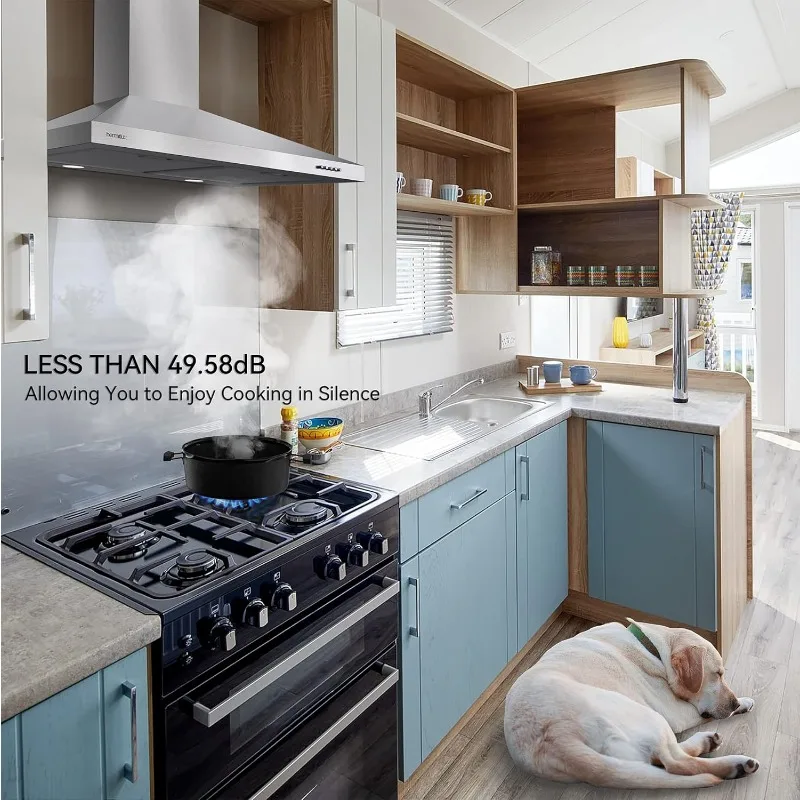 Hermitlux-キッチン用ステンレス鋼ベントフード、30インチ、壁掛け、チャコールフィルター、ダクト付きまたはダクトレスコンバーチブル