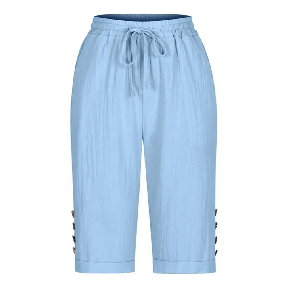 Pantalones de salón holgados para mujer, pantalones cortos elegantes de verano, pantalones deportivos con bolsillos ajustables en la cintura para una comodidad informal