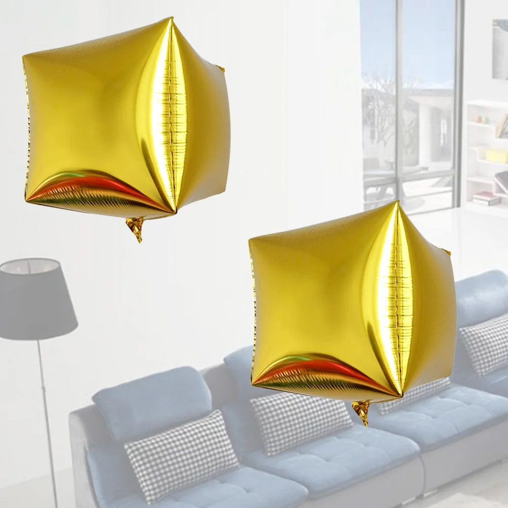 

5Pcs Aluminum Film Balloon 4D Square Silver Party Supplies Birthday Festival Happy Birthday Decoration Photo Props