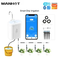 Controlador de Riego Inteligente para Jardín Manhot Tuya WiFi con Batería Integrada de 18650mAh y Dispositivo de Riego Automático Programado