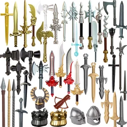 Military Medieval Building Blocks Spartan Knights Military Weapon Castle Spear Scepter Helmet Sword Axe Accessories Bricks Toys