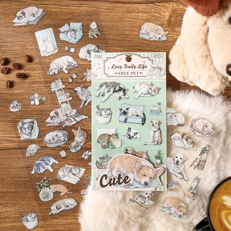 24pack/lot Kawaii Cat Dog Stickers Cute Scrapbooking DIY Diary Decorative Stationery Sticker Album Stick Label